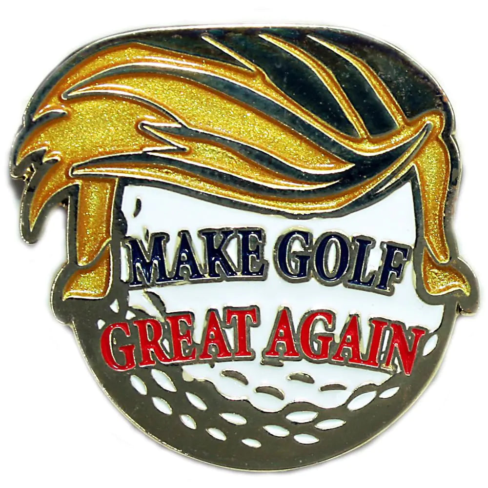 Make Golf Great Again Golf Ball Marker with USA Flag Magnetic Hat Clip - Patriotic Fun Gold-Plated Golf Accessory for Avid Golfers